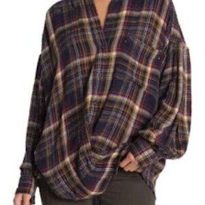 We The Free Lightweight Plaid CrissCross Button Down